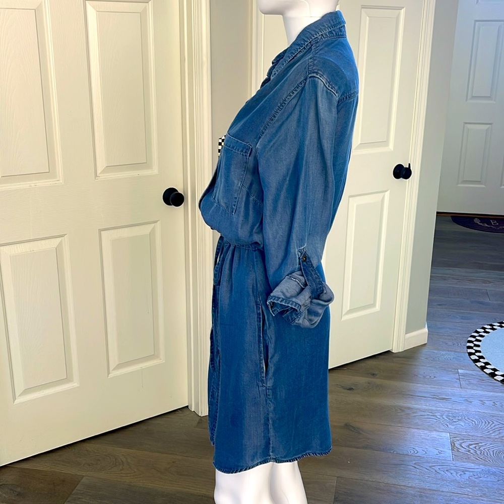 KennethCole Reaction Chambray Denim Belted Shirt Utility Dress Roll-Up Sleeves-S - Picture 5 of 11